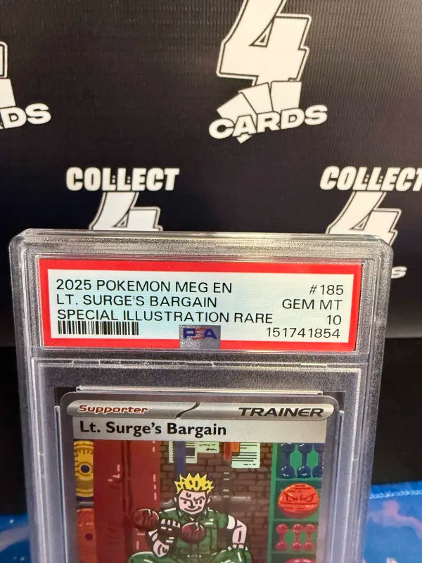 PSA 10 - POKÉMON LT. SURGE'S BARGAIN 185 SPECIAL ILLUSTRATION RARE (2025 Mega Evolution)