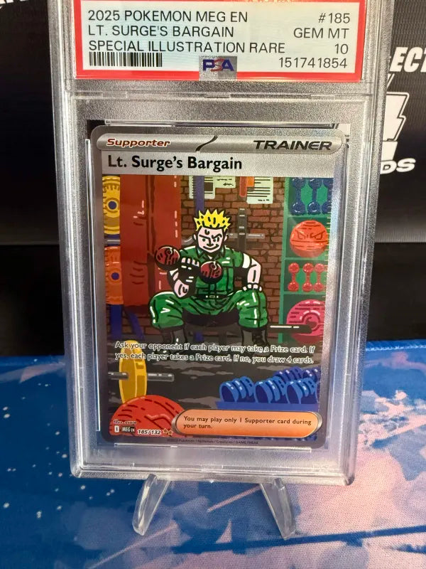 PSA 10 - POKÉMON LT. SURGE'S BARGAIN 185 SPECIAL ILLUSTRATION RARE (2025 Mega Evolution)