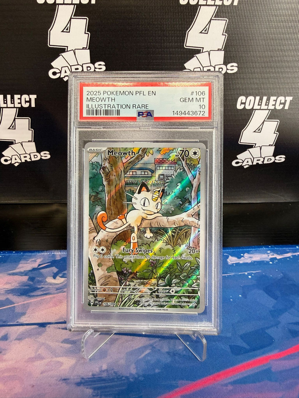 PSA 10 - MEOWTH 106 ILLUSTRATION RARE (2025 Phantasmal Flames)
