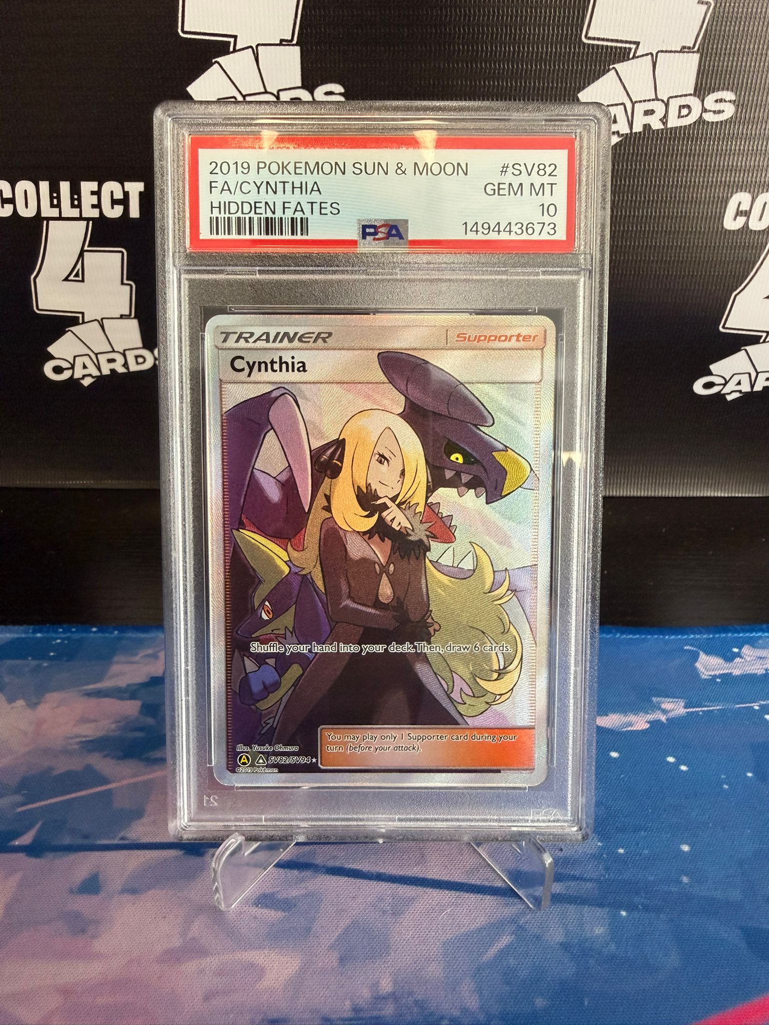 PSA 10 - CYNTHIA SV82 FULL ART TRAINER (2019 Hidden Fates)