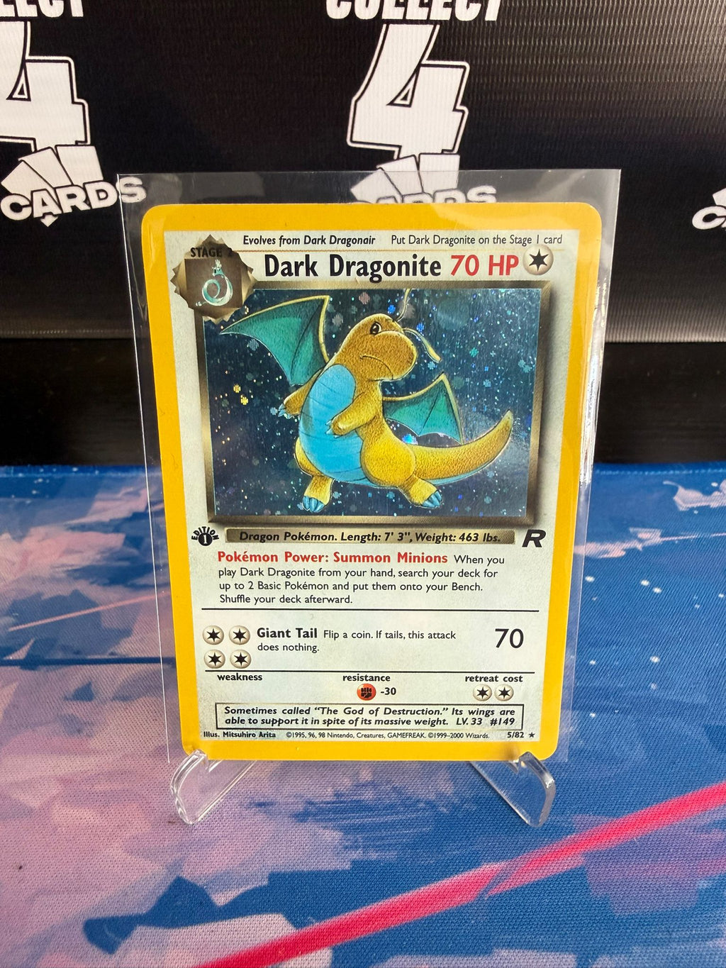 POKÉMON 1st ED DARK DRAGONITE HOLO (2000 Team Rocket) LIGHT PLAY